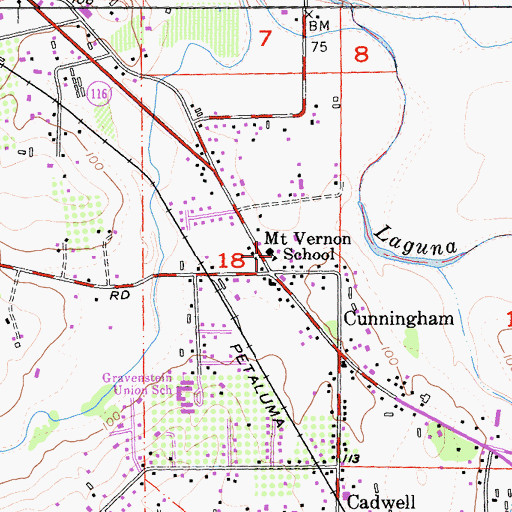 Topographic Map of Mount Vernon School, CA