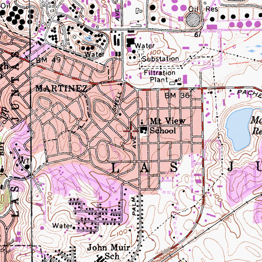 Topographic Map of Mount View School, CA
