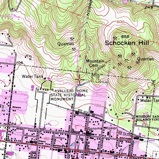 Topographic Map of Mountain Cemetery, CA