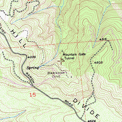 Topographic Map of Mountain Gate Tunnel, CA