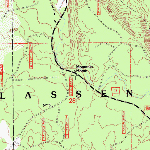 Topographic Map of Mountain Home, CA