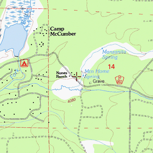 Topographic Map of Mountain Home Spring, CA
