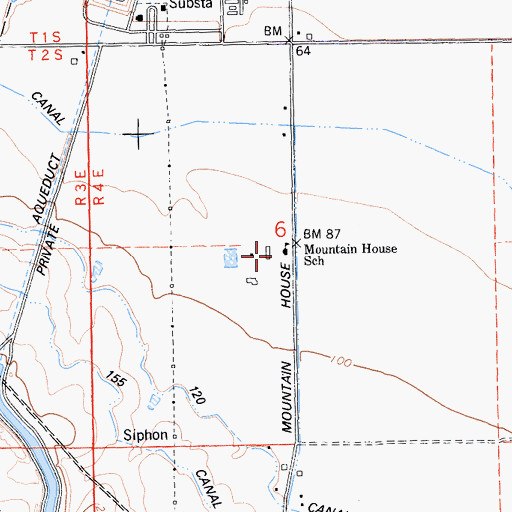 Topographic Map of Mountain House Elementary School, CA
