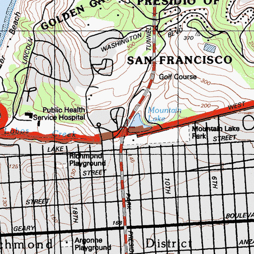 Topographic Map of Mountain Lake, CA