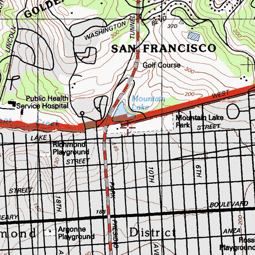 Topographic Map of Mountain Lake Park, CA