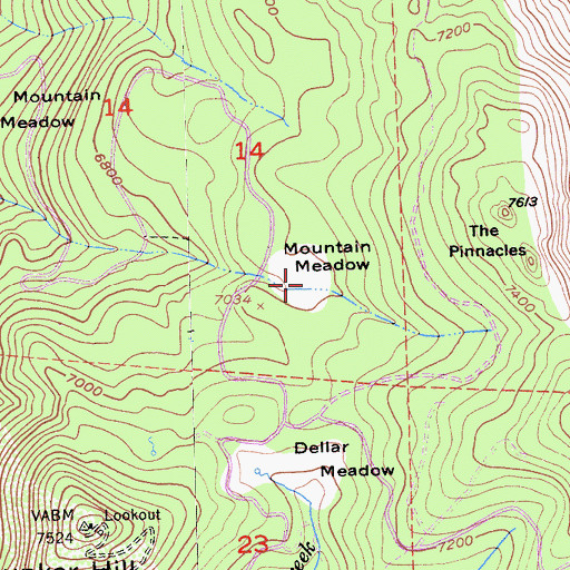 Topographic Map of Mountain Meadow, CA