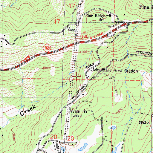 Topographic Map of Mountain Rest Guard Station, CA