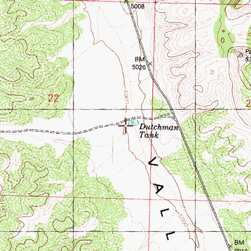 Topographic Map of Dutchman Tank, AZ