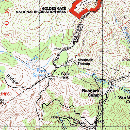 Topographic Map of Mountain Theater, CA