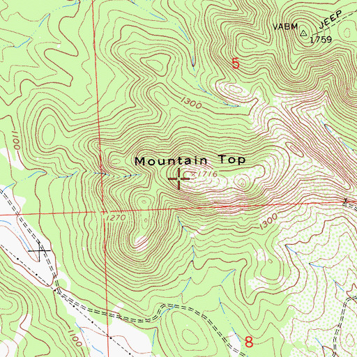 Topographic Map of Mountain Top, CA
