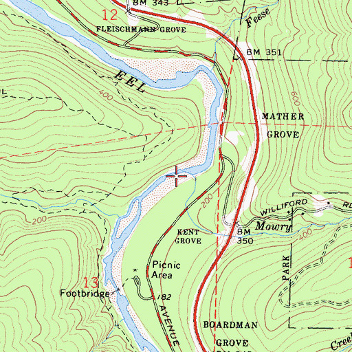 Topographic Map of Mowry Creek, CA