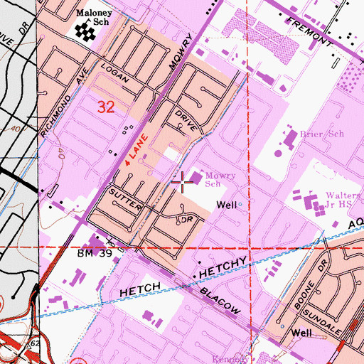 Topographic Map of Fremont Adult School, CA