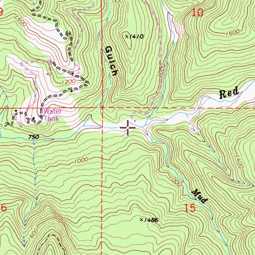 Topographic Map of Mud Creek, CA