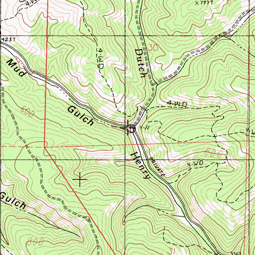 Topographic Map of Mud Gulch, CA
