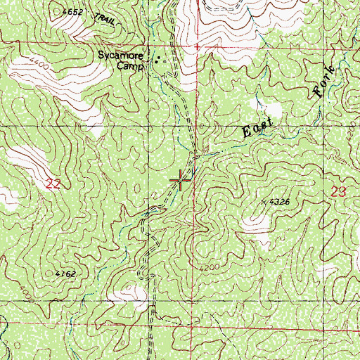Topographic Map of East Fork Sycamore Creek, AZ