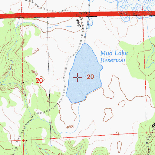 Topographic Map of Mud Lake Reservoir, CA