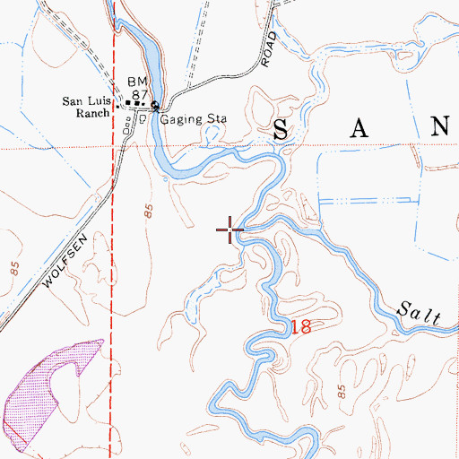 Topographic Map of Mud Slough, CA