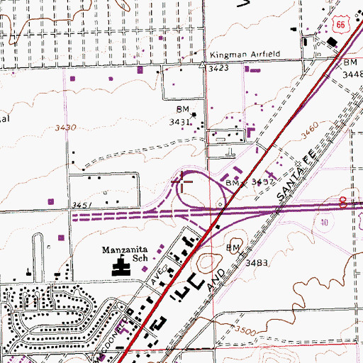 Topographic Map of East Kingman Interchange, AZ