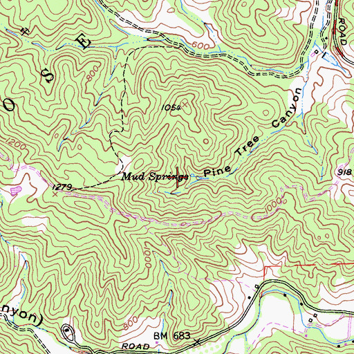 Topographic Map of Mud Springs, CA