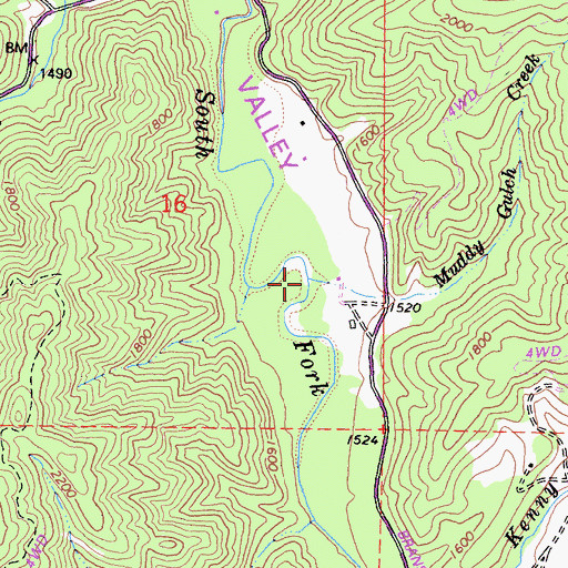 Topographic Map of Muddy Gulch Creek, CA
