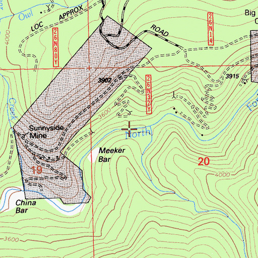 Topographic Map of Muggins Creek, CA