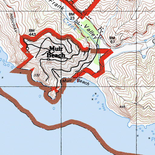 Topographic Map of Muir Beach, CA