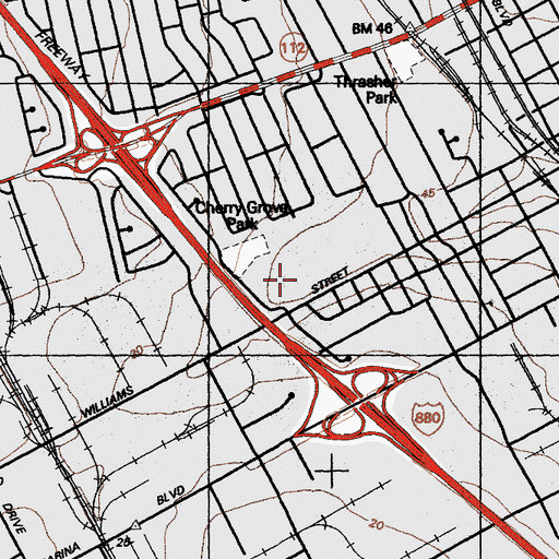 Topographic Map of John Muir Middle School, CA