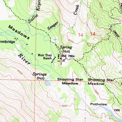 Topographic Map of Muir Trail Ranch, CA