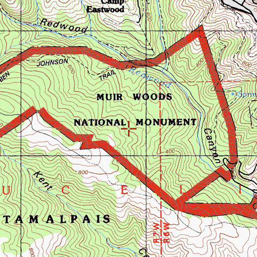 Topographic Map of Muir Woods National Monument, CA