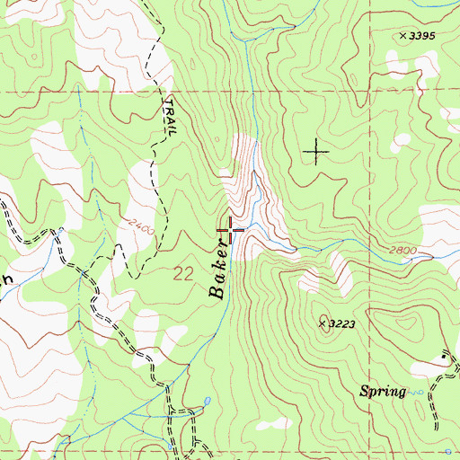 Topographic Map of Mule Basin Creek, CA