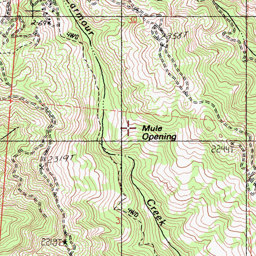 Topographic Map of Mule Opening, CA