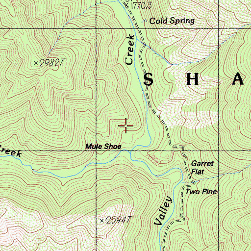 Topographic Map of Mule Shoe, CA