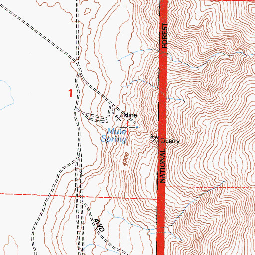 Topographic Map of Mule Spring, CA