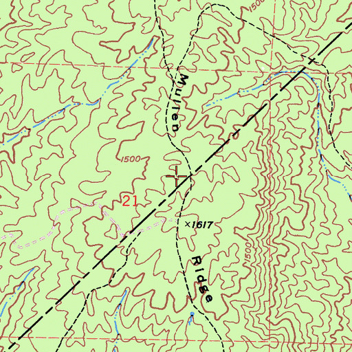 Topographic Map of Mullen Ridge, CA