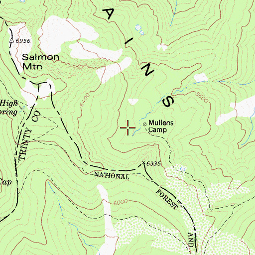 Topographic Map of Mullens Camp, CA