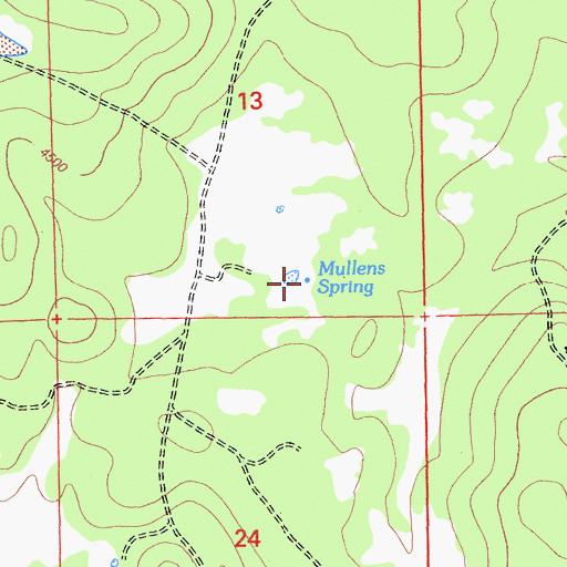 Topographic Map of Mullens Spring, CA