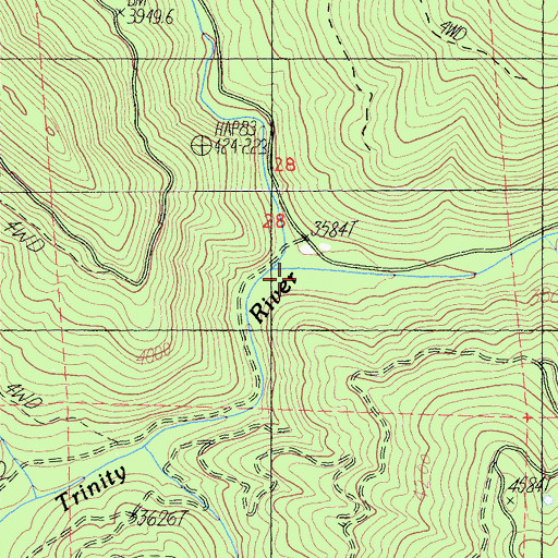 Topographic Map of Mumbo Creek, CA