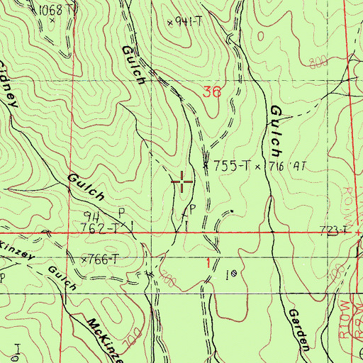 Topographic Map of Munger Gulch, CA