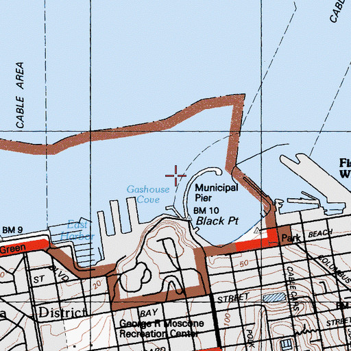 Topographic Map of Municipal Pier, CA