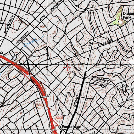 Topographic Map of Municipal Rose Garden, CA