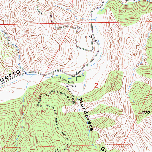Topographic Map of Murderers Gulch, CA