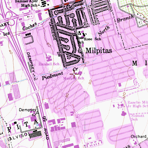 Topographic Map of Murphy School, CA