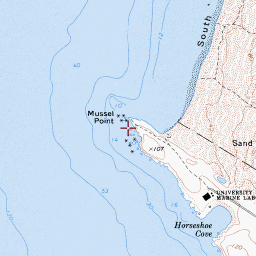 Topographic Map of Mussel Point, CA