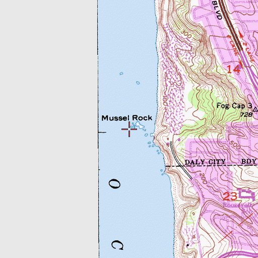 Topographic Map of Mussel Rock, CA