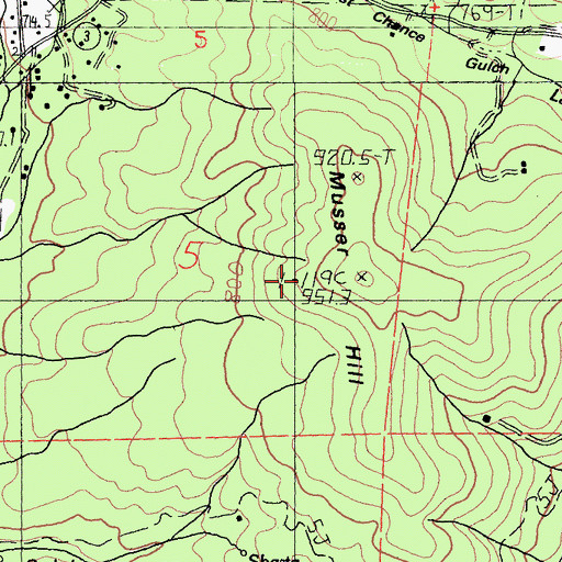 Topographic Map of Musser Hill, CA