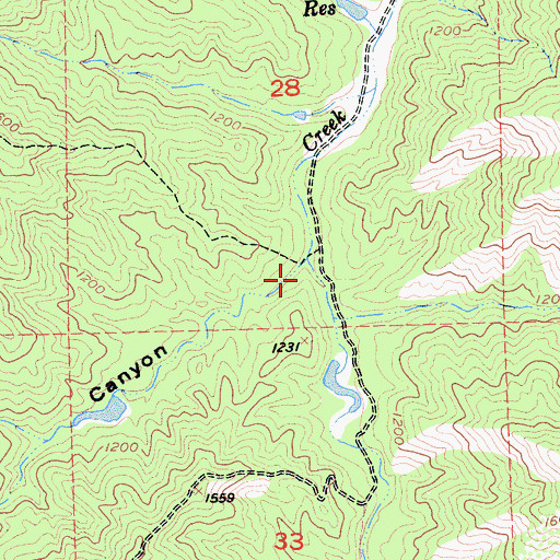 Topographic Map of Mustang Canyon, CA