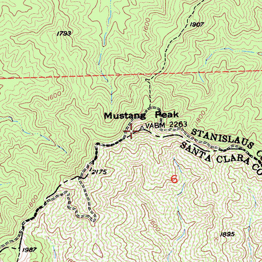 Topographic Map of Mustang Peak, CA