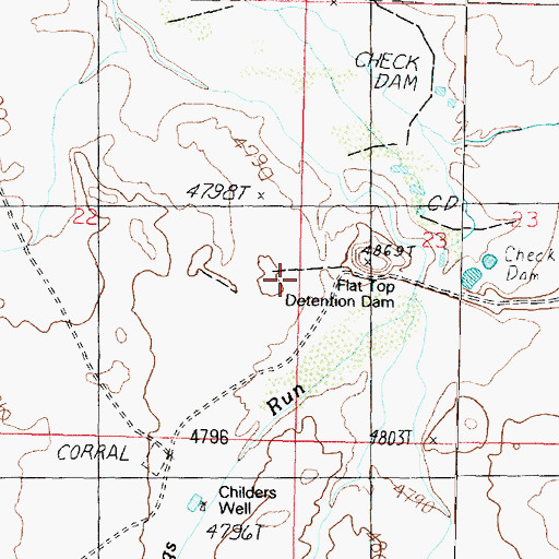 Topographic Map of Flat Top Detention Dam, AZ
