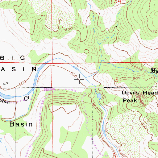 Topographic Map of Mysterious Creek, CA