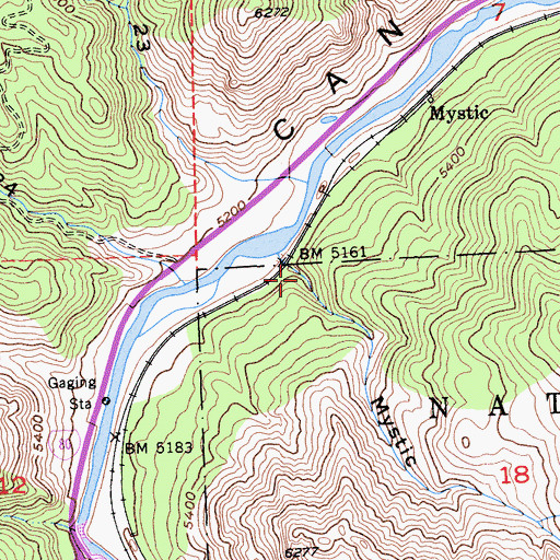 Topographic Map of Mystic Canyon, CA